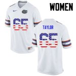 Women's Florida Gators #65 Jawaan Taylor NCAA Nike White USA Flag Fashion Authentic Stitched College Football Jersey NQL1362WJ